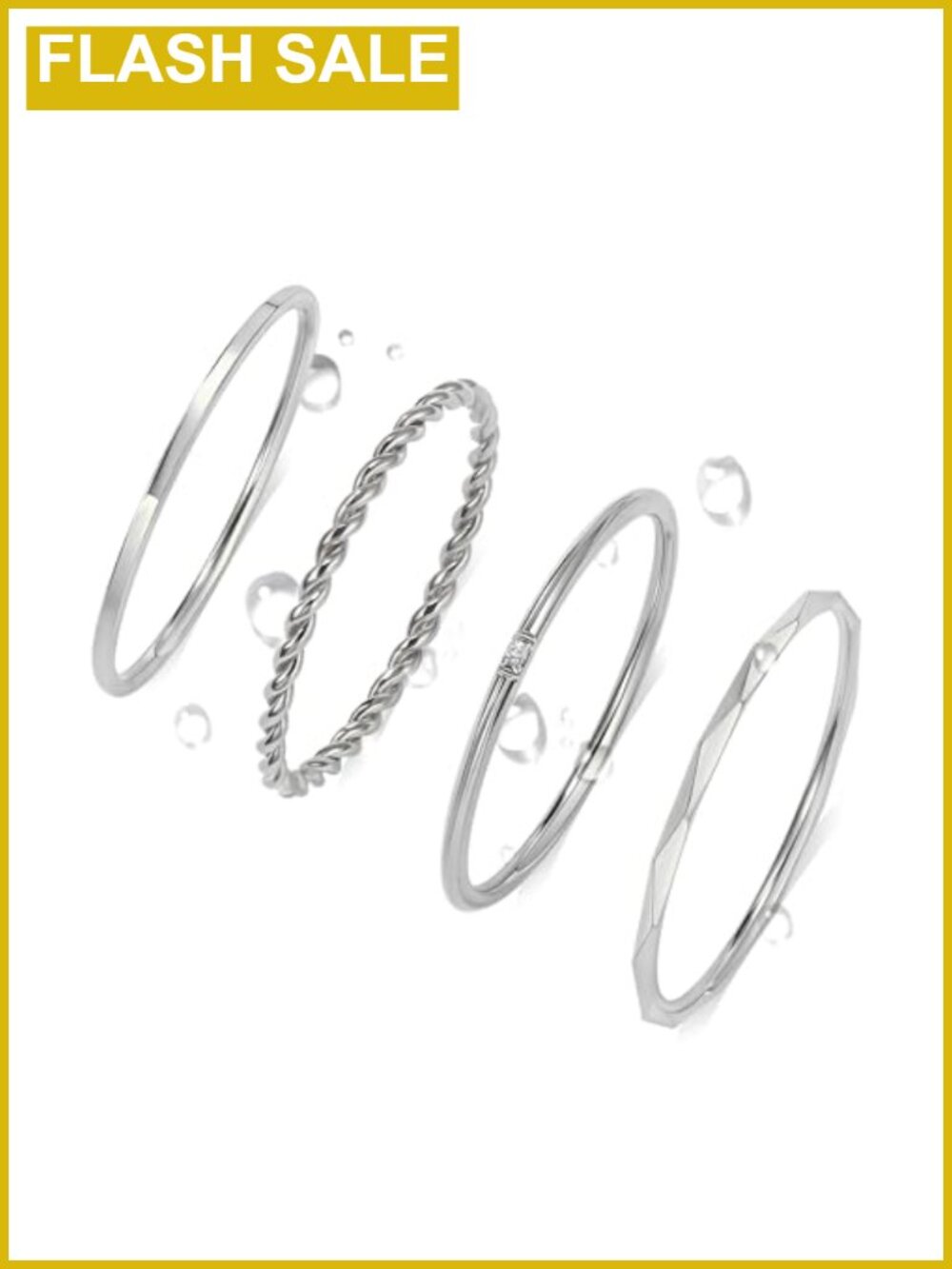 14K Gold Plated Stainless Steel Stackable Rings Set Thin Minimalist